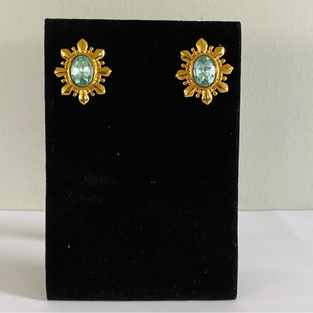 Avon Aquamarine Starbust Earrings.